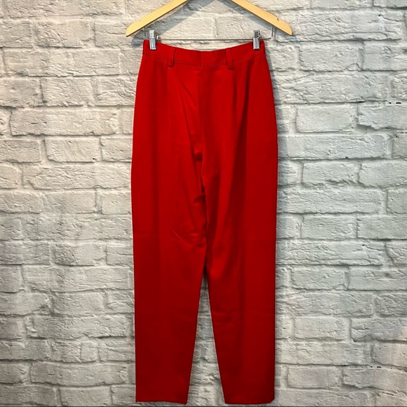 NWT Vintage Escada Women’s Euro 36 Bright Red Wool Blend Pleated Trousers - Picture 7 of 15